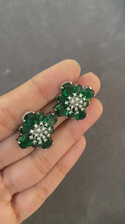 Emerald Massonite Stud Earring