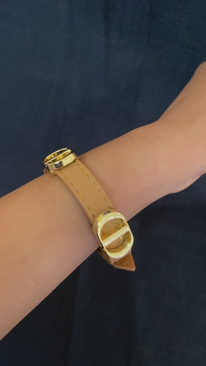 CD Leather belt Bracelet Nude