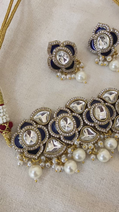 Blue Enamel & Kundan Choker