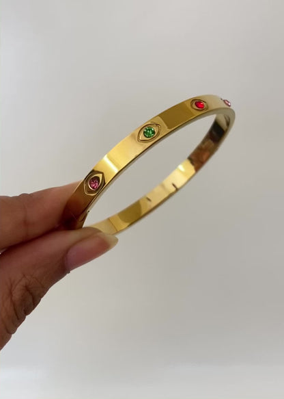Multicoloured Evil Eye Bangle Bracelet