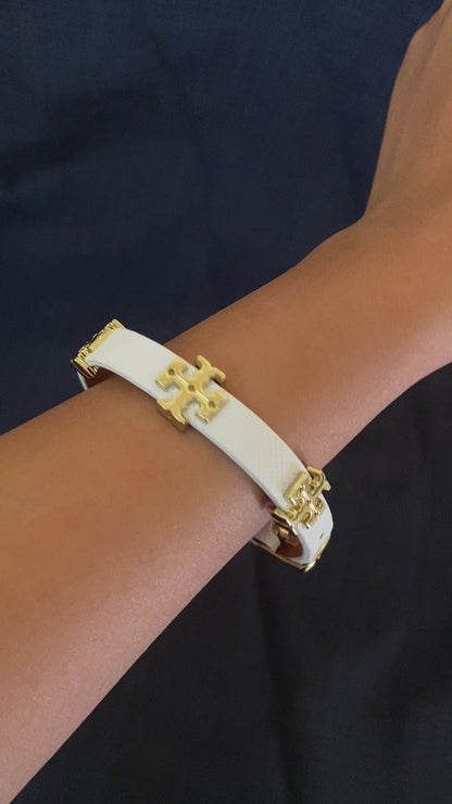 Faux Leather Belt Bracelet - White