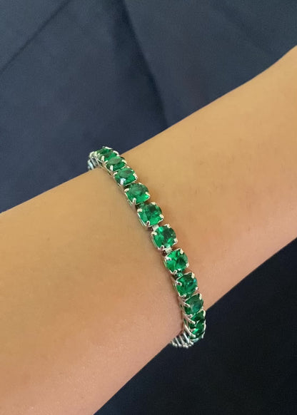 Silver Emerald Tennis Bracelet