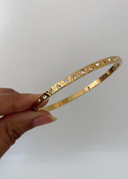 Embedded Cubic zirconia stones Bangle Bracelet