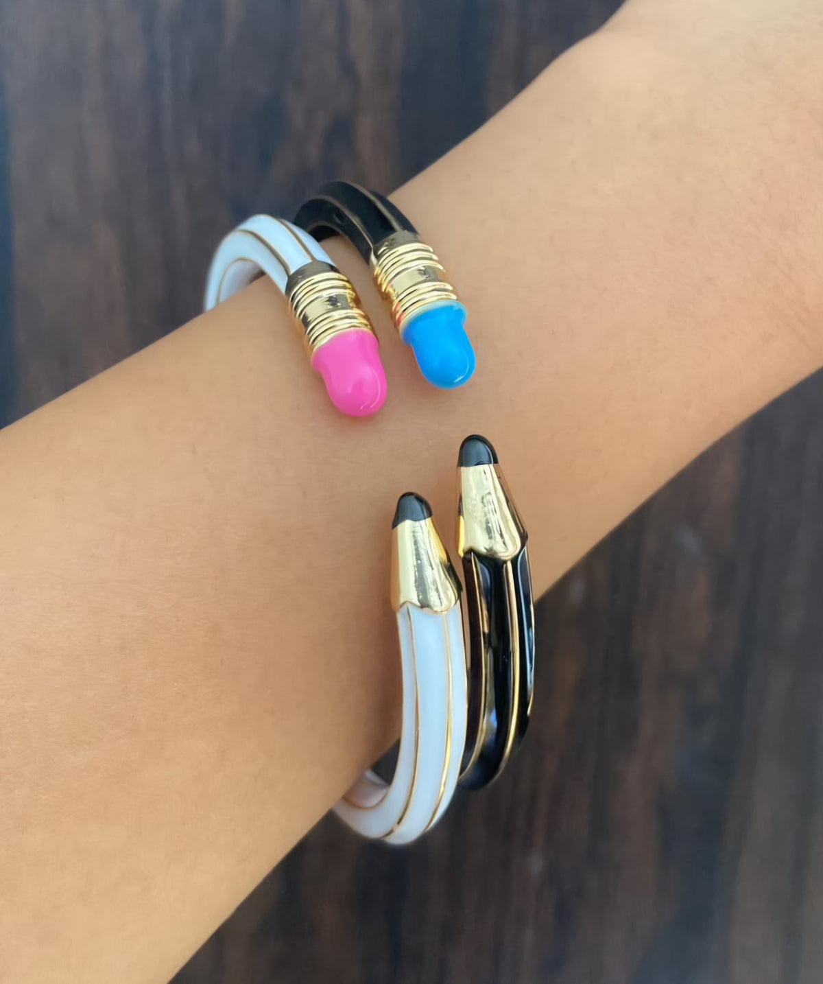 Glossy Pencil Cuff Bracelets