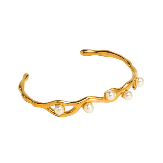 Wave Pearl Cuff Bracelet