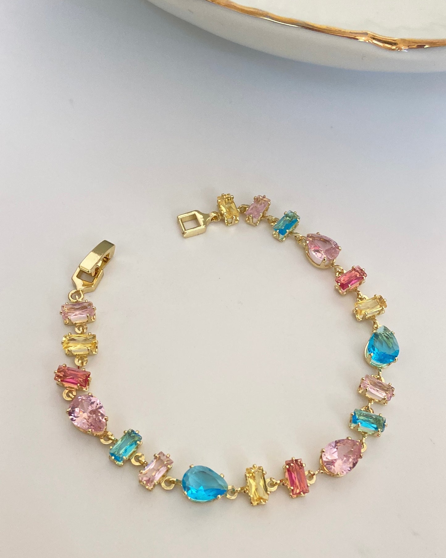 Rainbow Cubic Zirconia Tennis Bracelet