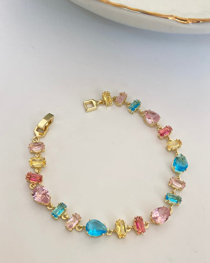 Rainbow Cubic Zirconia Tennis Bracelet