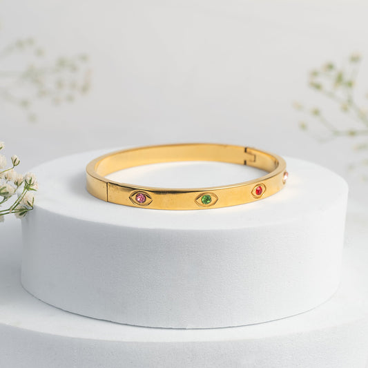 Multicoloured Evil Eye Bangle Bracelet
