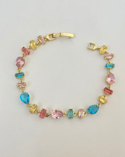 Rainbow Cubic Zirconia Tennis Bracelet